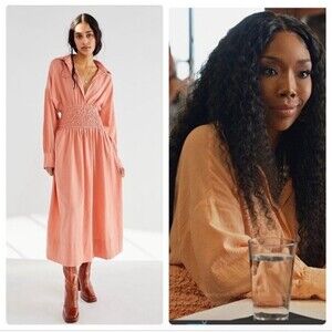 Free People orange long dress as seen on Brandy